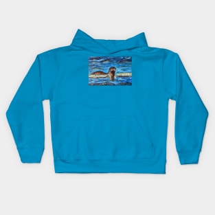 Otter in the Waves Painting Kids Hoodie